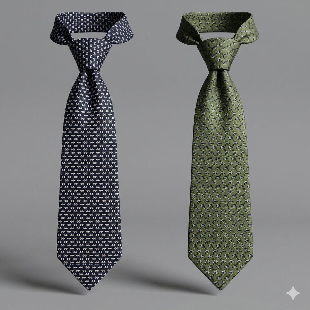 Lot 2 Brooks Brothers Ralph Lauren Mens 100% Silk‎ Ties Dolphin Geometric USA